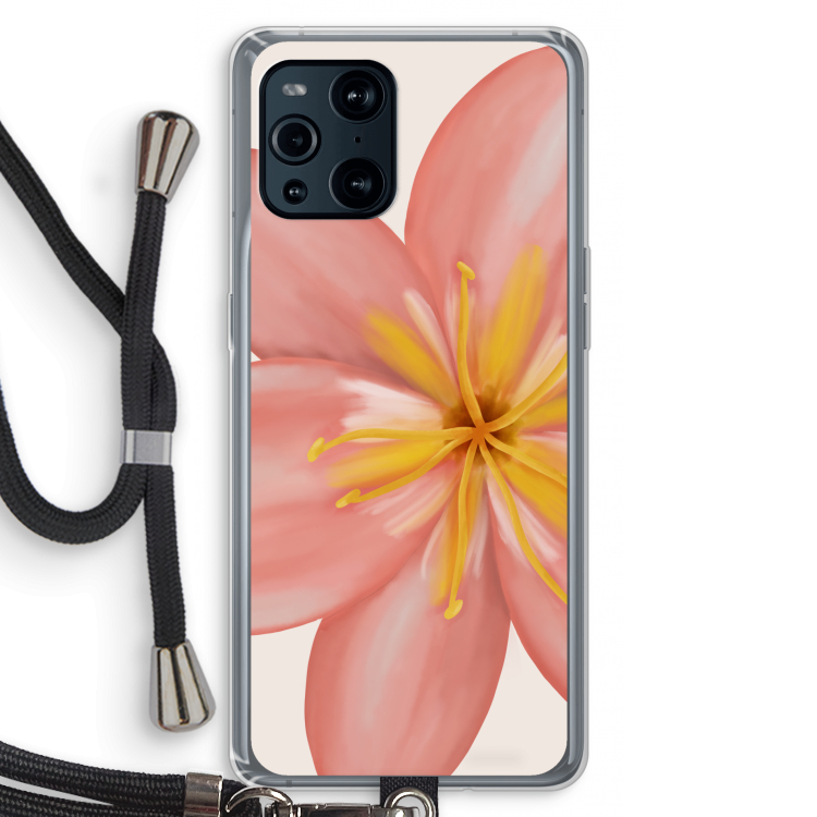 Pink Ellila Flower: Oppo Find X3 Transparant Hoesje met koord