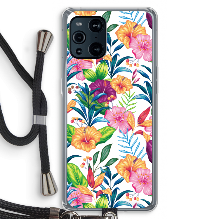 Tropisch 2: Oppo Find X3 Transparant Hoesje met koord