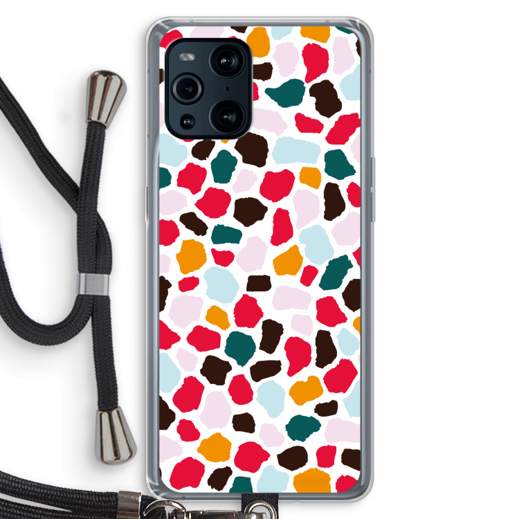 Colored Giraffe: Oppo Find X3 Transparant Hoesje met koord