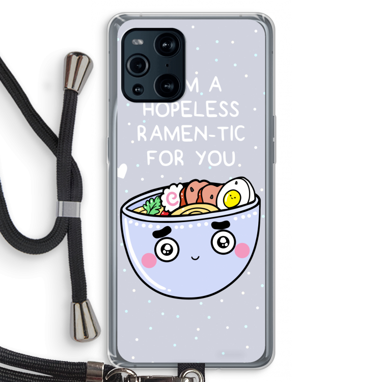 I'm A Hopeless Ramen-Tic For You: Oppo Find X3 Transparant Hoesje met koord