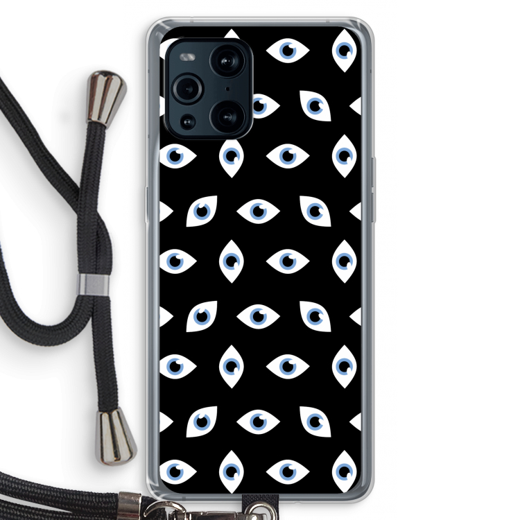 Eyes pattern: Oppo Find X3 Transparant Hoesje met koord