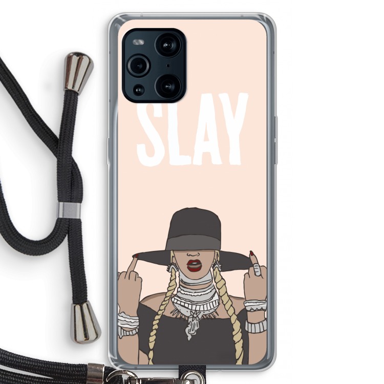 Slay All Day: Oppo Find X3 Transparant Hoesje met koord