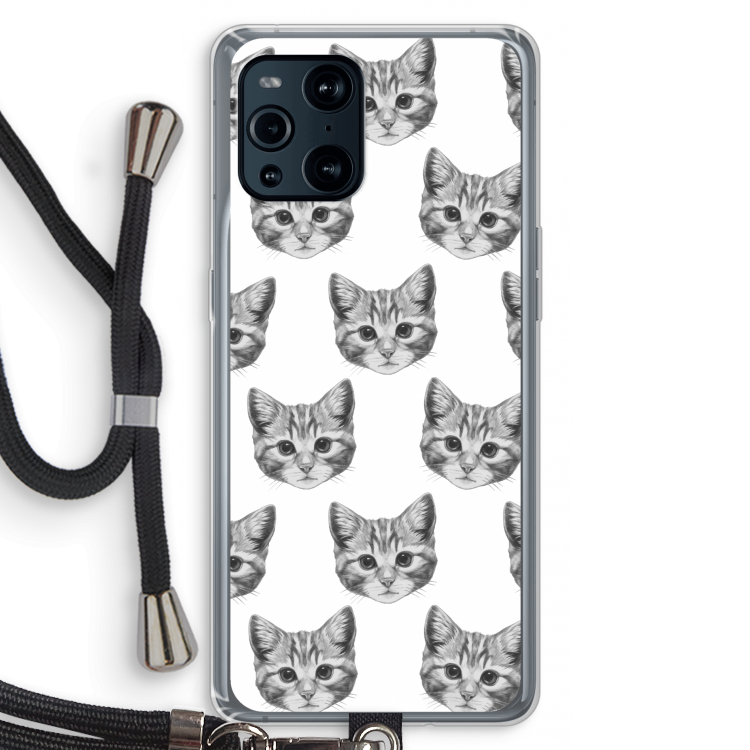 Kitten: Oppo Find X3 Transparant Hoesje met koord