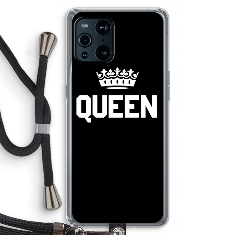 Queen zwart: Oppo Find X3 Transparant Hoesje met koord