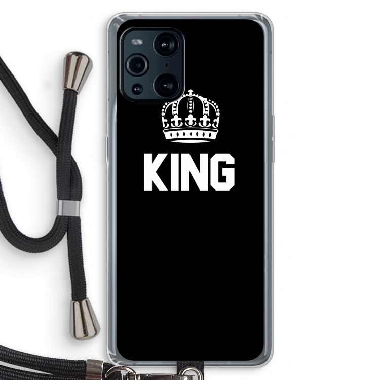 King zwart: Oppo Find X3 Transparant Hoesje met koord