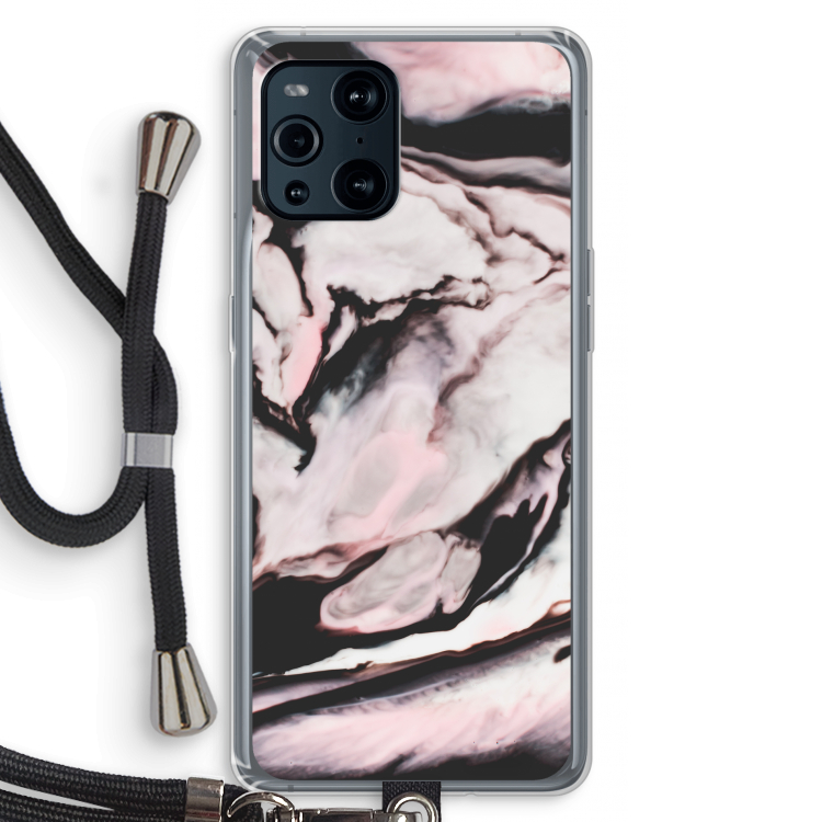 Roze stroom: Oppo Find X3 Transparant Hoesje met koord