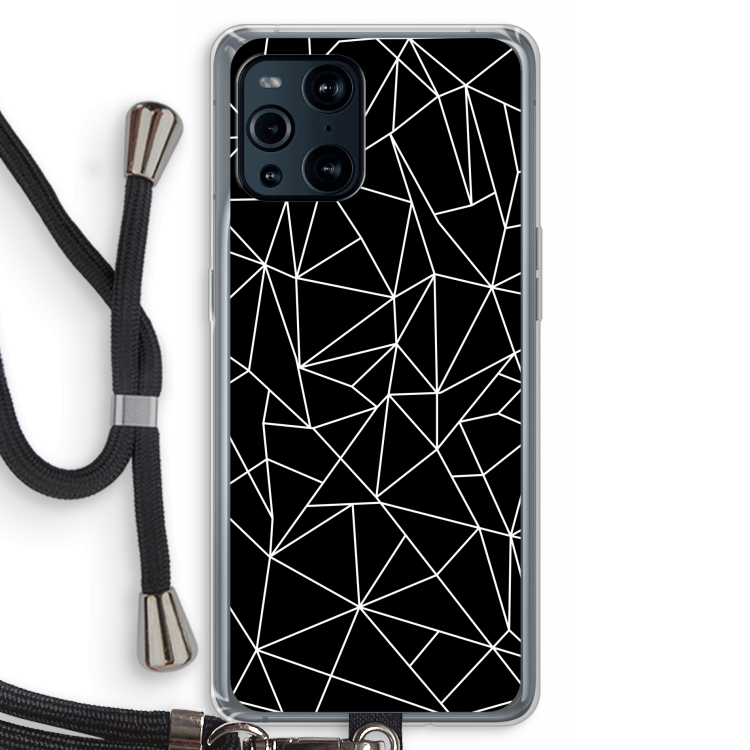 Geometrische lijnen wit: Oppo Find X3 Transparant Hoesje met koord