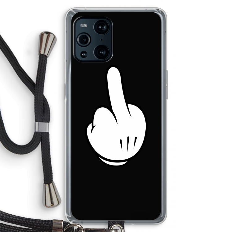 Middle finger black: Oppo Find X3 Transparant Hoesje met koord