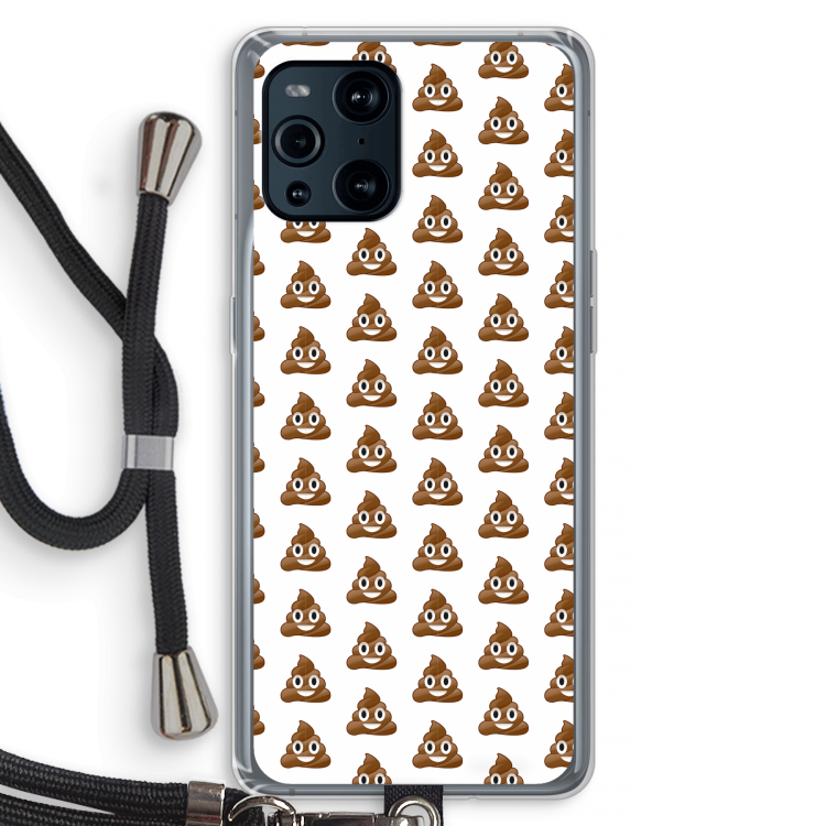 Poop emoji: Oppo Find X3 Transparant Hoesje met koord