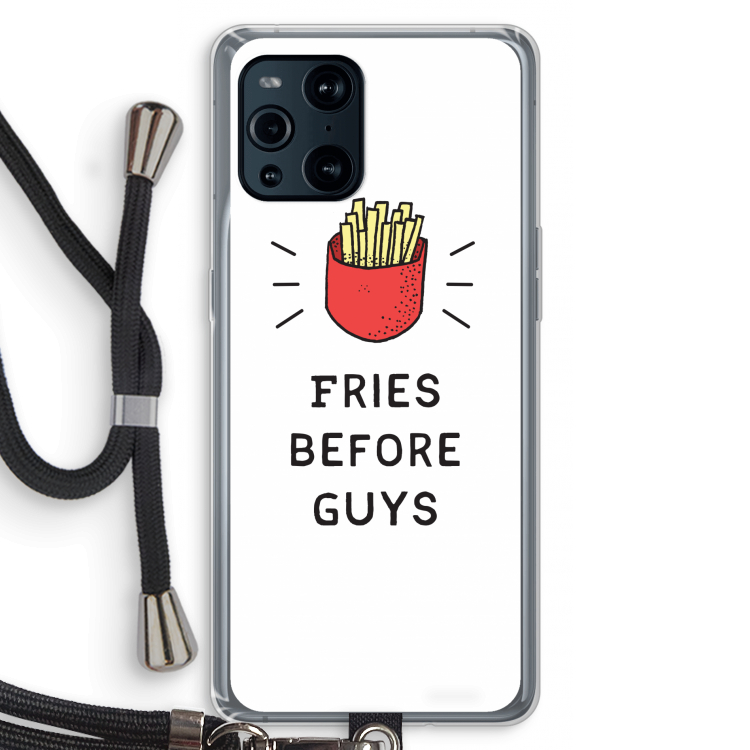Fries before guys: Oppo Find X3 Transparant Hoesje met koord