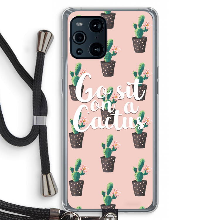 Cactus quote: Oppo Find X3 Transparant Hoesje met koord