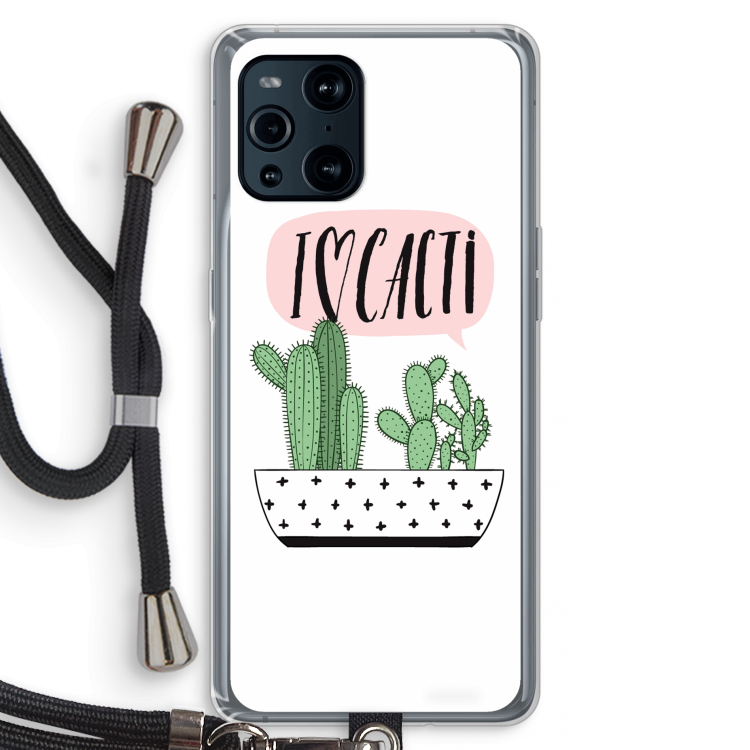 I love cacti: Oppo Find X3 Transparant Hoesje met koord