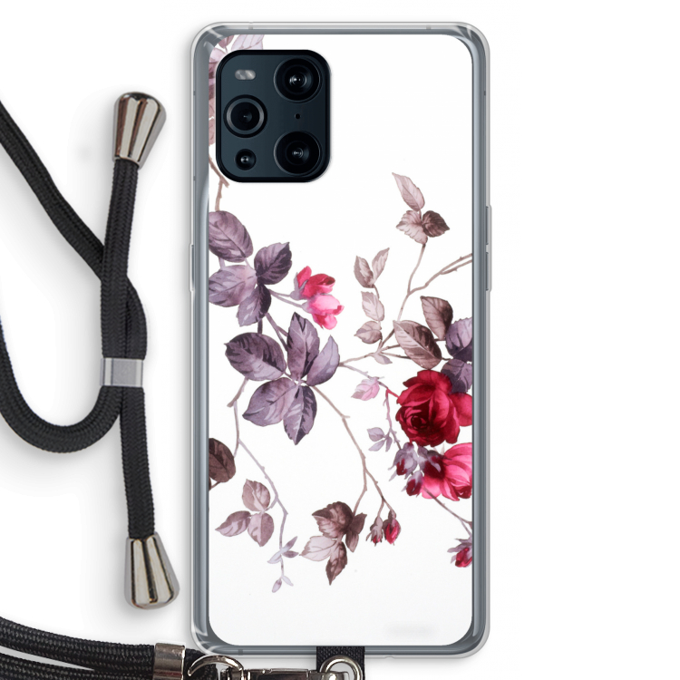 Mooie bloemen: Oppo Find X3 Transparant Hoesje met koord
