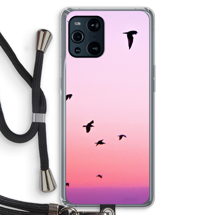 Fly away: Oppo Find X3 Transparant Hoesje met koord