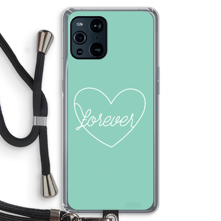 Forever heart pastel: Oppo Find X3 Transparant Hoesje met koord