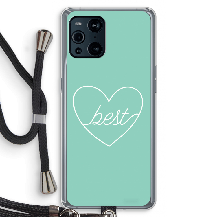Best heart pastel: Oppo Find X3 Transparant Hoesje met koord