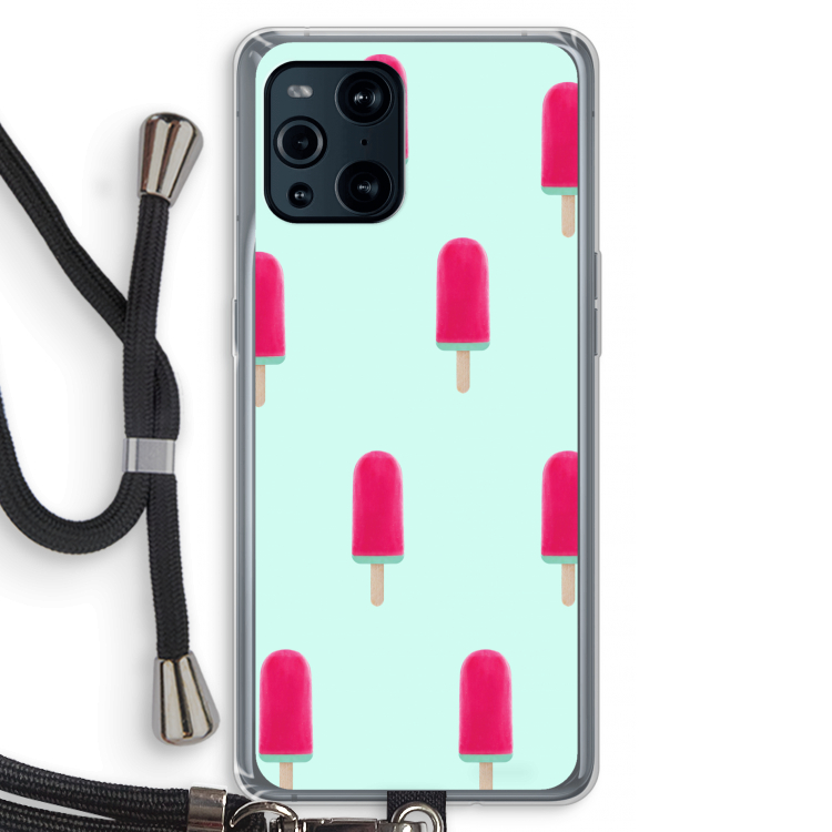 Waterijsje: Oppo Find X3 Transparant Hoesje met koord