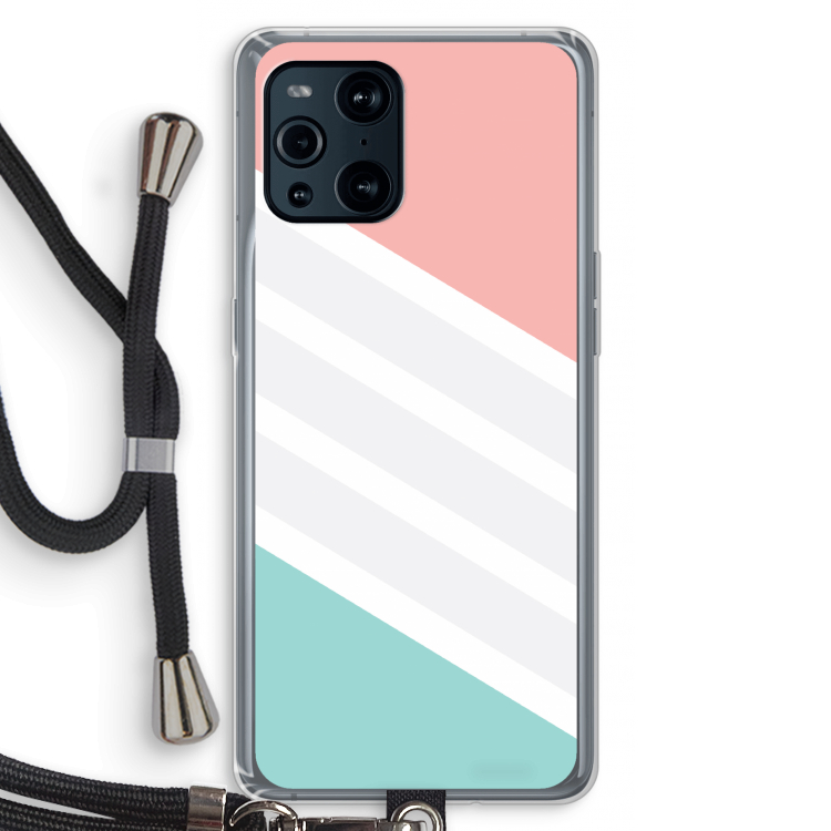 Strepen pastel: Oppo Find X3 Transparant Hoesje met koord