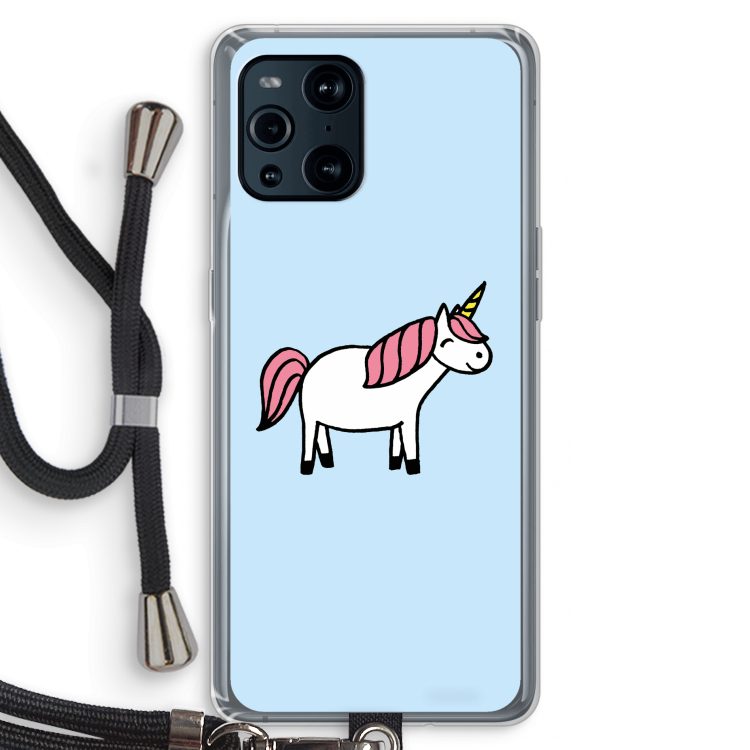 Eenhoorn: Oppo Find X3 Transparant Hoesje met koord