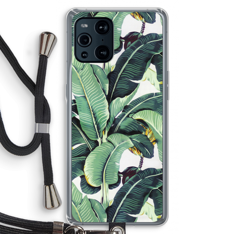 Bananenbladeren: Oppo Find X3 Transparant Hoesje met koord
