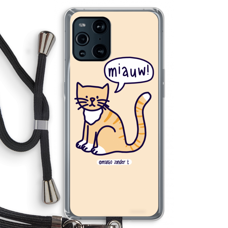 Miauw: Oppo Find X3 Transparant Hoesje met koord