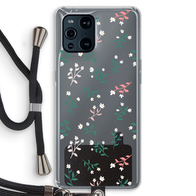 Small white flowers: Oppo Find X3 Transparant Hoesje met koord