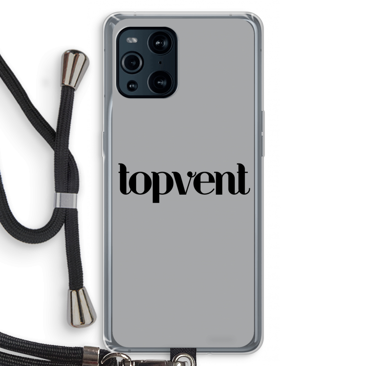 Topvent Grijs Zwart: Oppo Find X3 Transparant Hoesje met koord