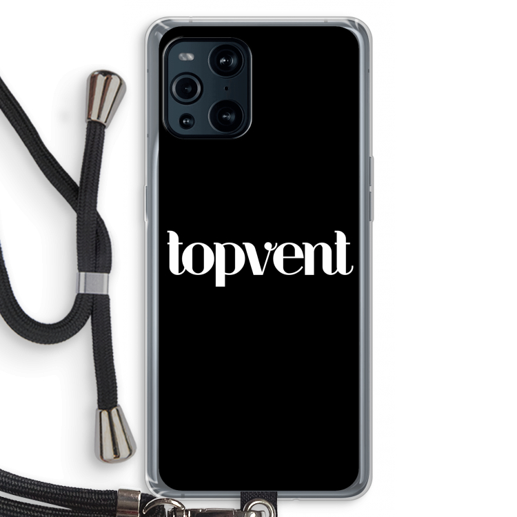 Topvent Zwart: Oppo Find X3 Transparant Hoesje met koord