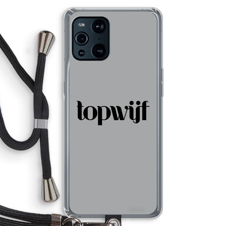 Topwijf Grijs Zwart: Oppo Find X3 Transparant Hoesje met koord