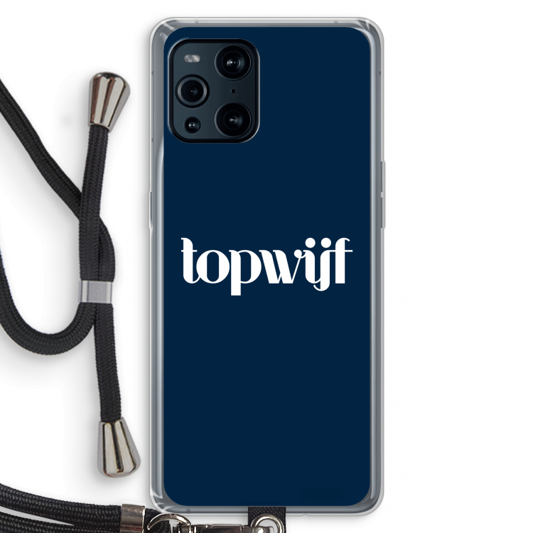 Topwijf Navy: Oppo Find X3 Transparant Hoesje met koord