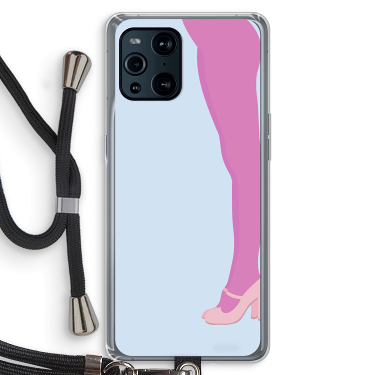 Pink panty: Oppo Find X3 Transparant Hoesje met koord