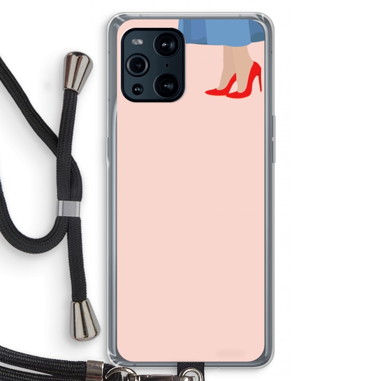 High heels: Oppo Find X3 Transparant Hoesje met koord