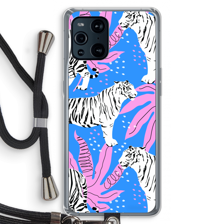 Tijger: Oppo Find X3 Transparant Hoesje met koord