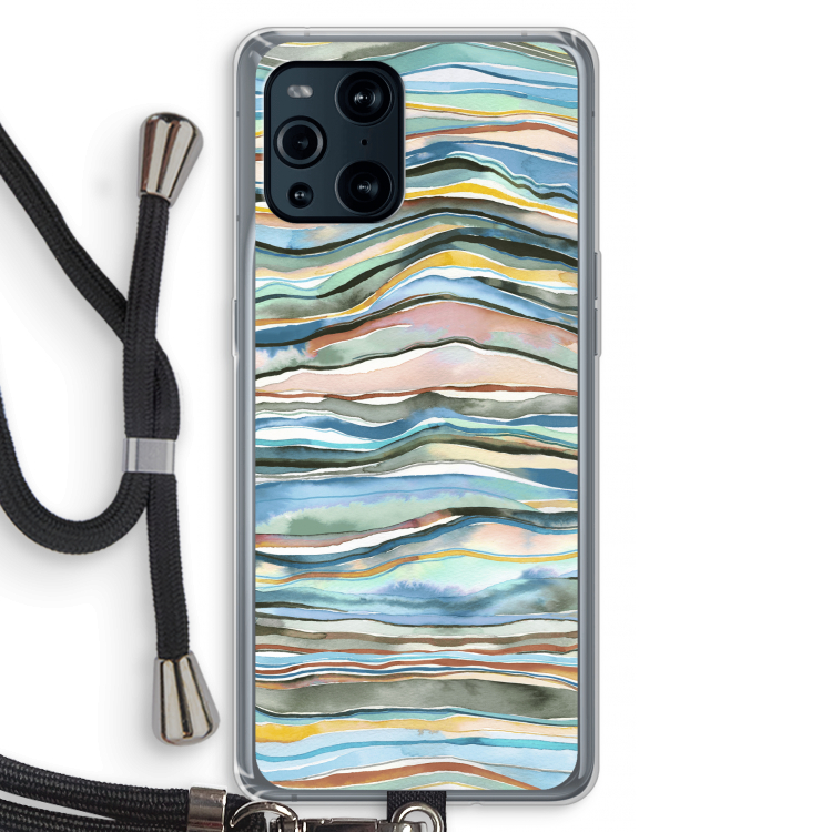 Watercolor Agate: Oppo Find X3 Transparant Hoesje met koord
