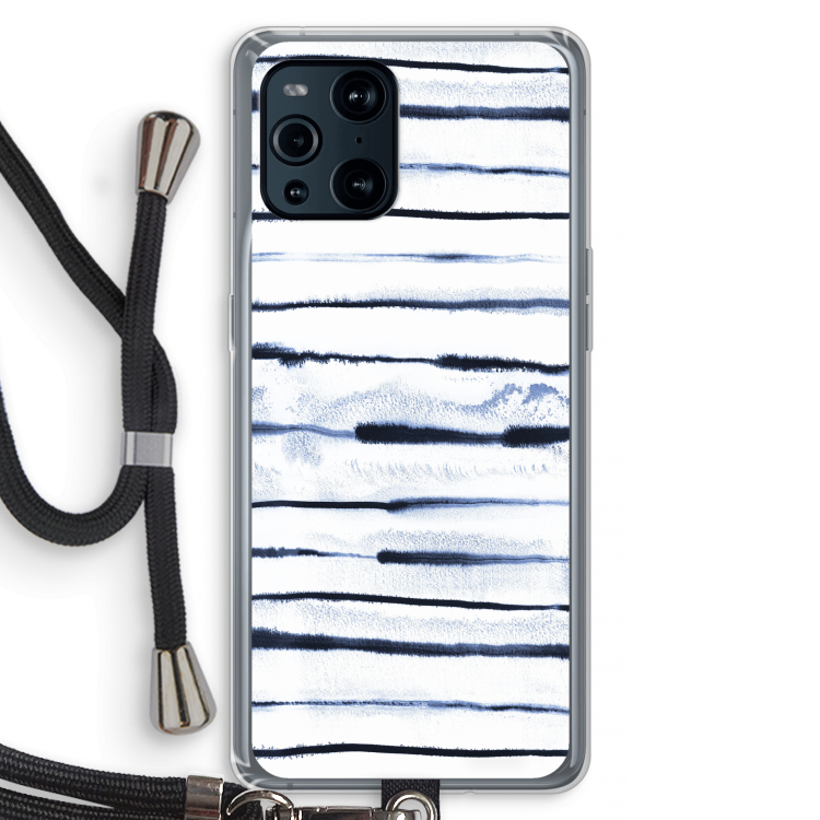 Ink Stripes: Oppo Find X3 Transparant Hoesje met koord