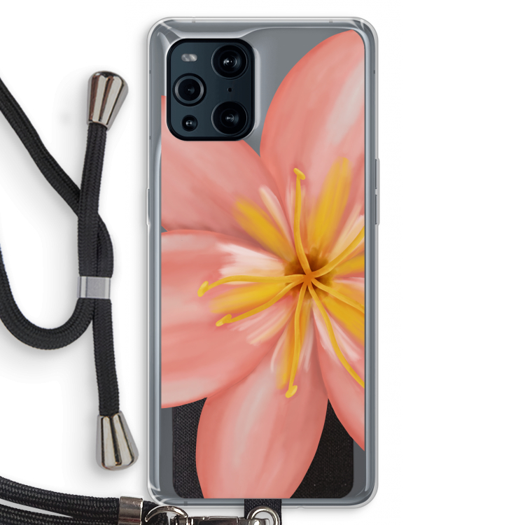 Pink Ellila Flower: Oppo Find X3 Transparant Hoesje met koord