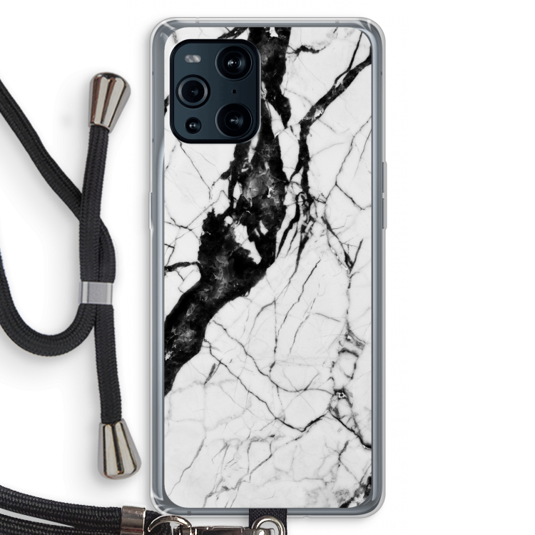 Witte marmer 2: Oppo Find X3 Transparant Hoesje met koord
