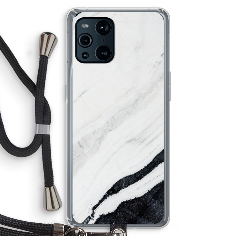 Elegante marmer: Oppo Find X3 Transparant Hoesje met koord