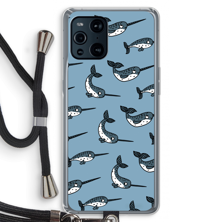 Narwhal: Oppo Find X3 Transparant Hoesje met koord
