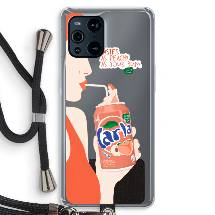 Peach please!: Oppo Find X3 Transparant Hoesje met koord