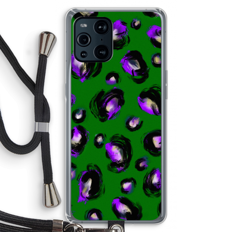 Green Cheetah: Oppo Find X3 Transparant Hoesje met koord