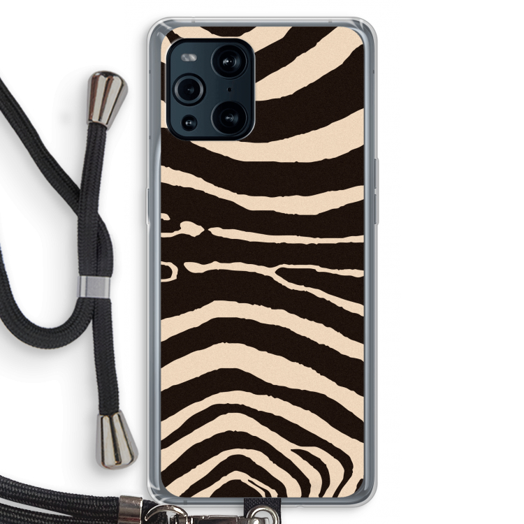 Arizona Zebra: Oppo Find X3 Transparant Hoesje met koord
