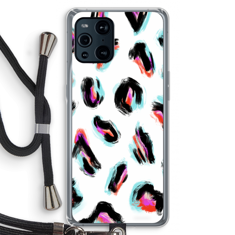 Cheetah color: Oppo Find X3 Transparant Hoesje met koord