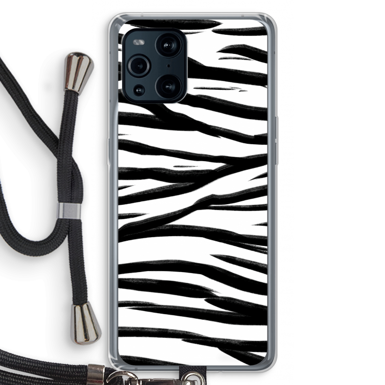 Zebra pattern: Oppo Find X3 Transparant Hoesje met koord