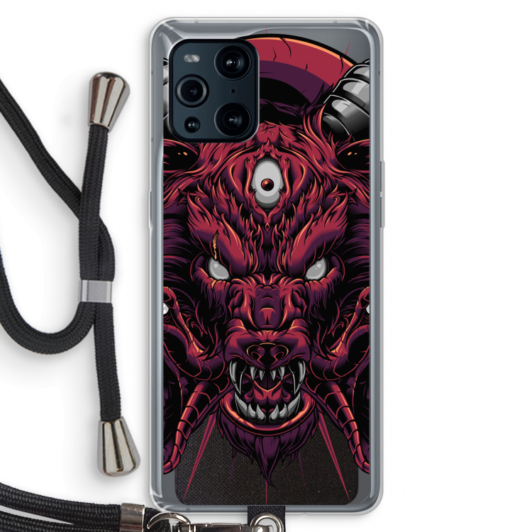 Hell Hound and Serpents: Oppo Find X3 Transparant Hoesje met koord