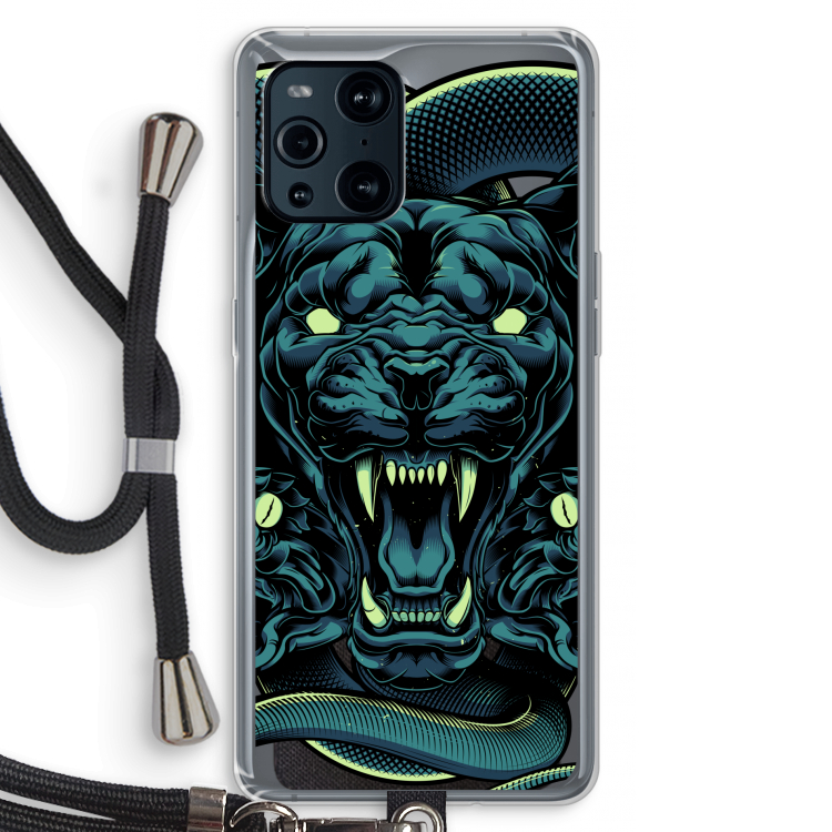 Cougar and Vipers: Oppo Find X3 Transparant Hoesje met koord