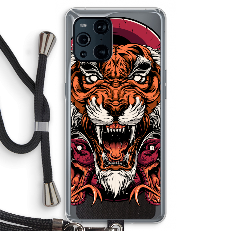 Tiger and Rattlesnakes: Oppo Find X3 Transparant Hoesje met koord