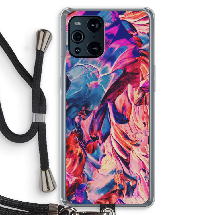 Pink Orchard: Oppo Find X3 Transparant Hoesje met koord