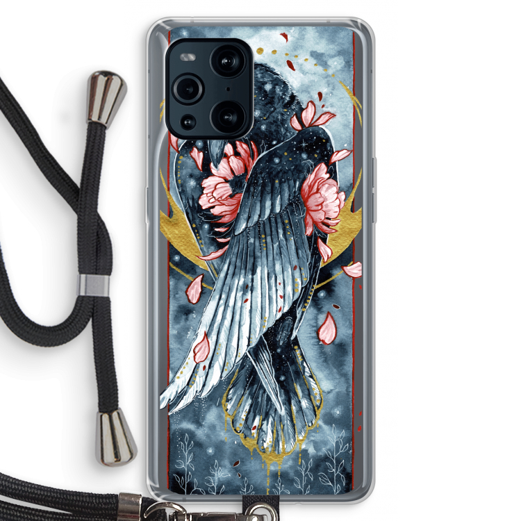 Golden Raven: Oppo Find X3 Transparant Hoesje met koord