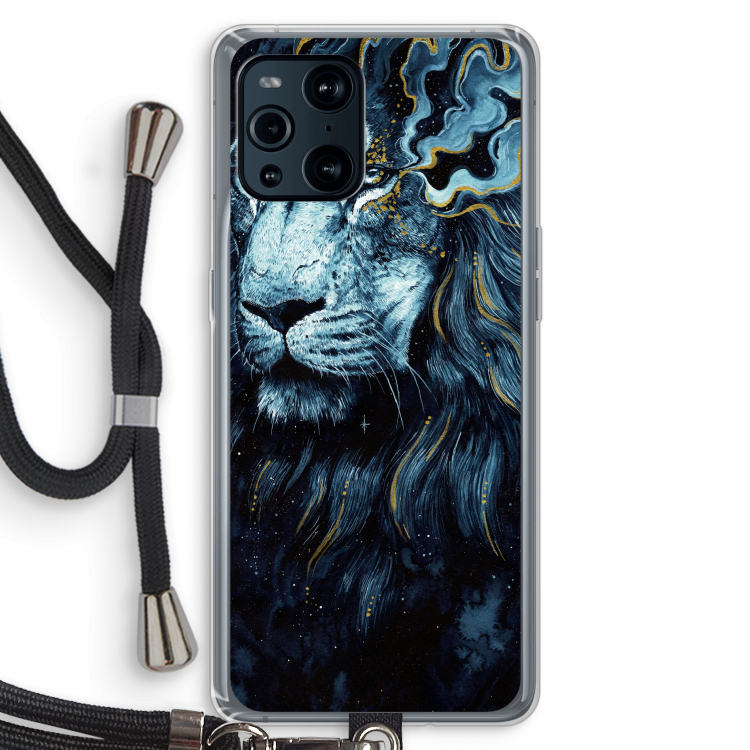 Darkness Lion: Oppo Find X3 Transparant Hoesje met koord